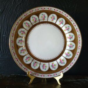 Antique Sutherland English Porcelain Gilt Plate with Roses for Marshall Fields